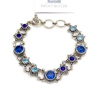 🌟NICKY BUTLER 925 Sterling Silver Blue Quartz Star Toggle Bracelet Brand New NB